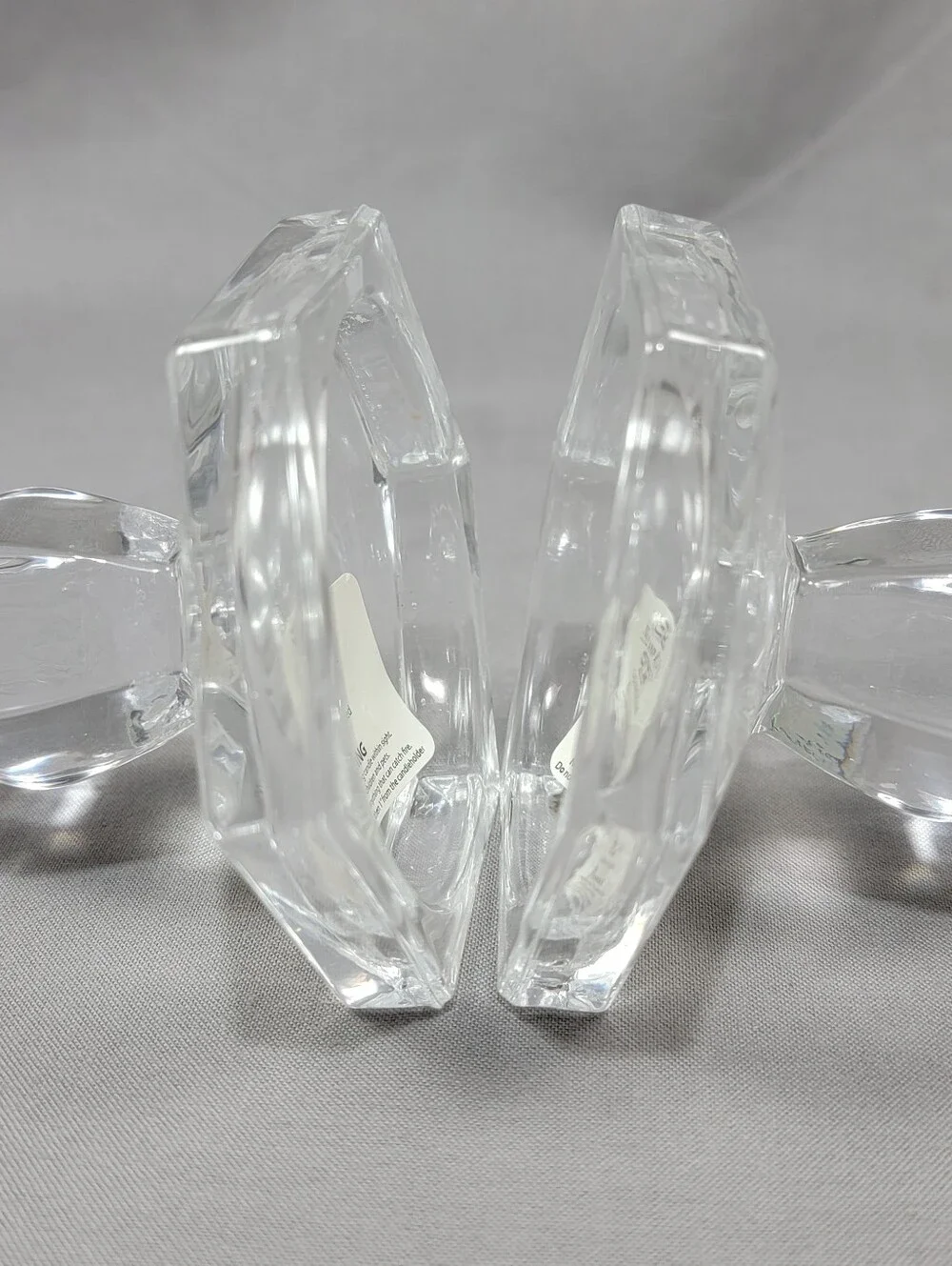 Fitz and Floyd Candlestick Peg Cup Holders Clear Glass Set of 2 Decorative